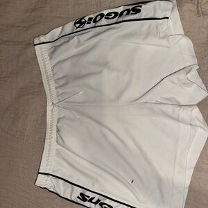Sugoi White Performance Shorts with Black Trim